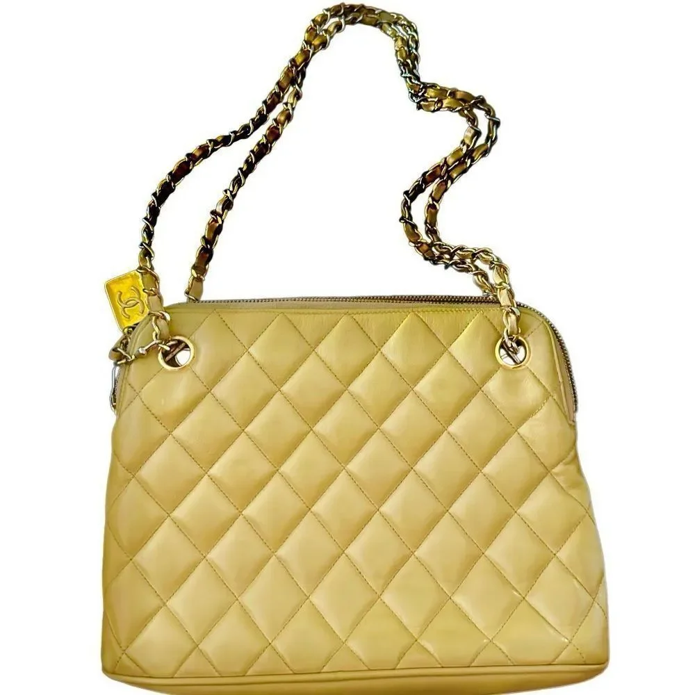 CHANEL Yellow Quilted Shoulder Bag with Chain Strap - Picture 7 of 16